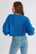 COBALT CROPPED CABLEKNIT SWEATER