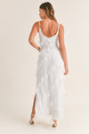 TIERED RUFFLED MAXI IN OFF WHITE