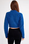 LONG SLEEVE CUT OUT SWEATER IN BLUE