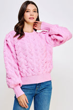 TEXTURED WAVE SWEATER IN PINK