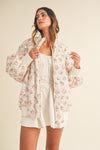 FLORAL PRINT QUILTED OVERSIZED BOMBER JACKET