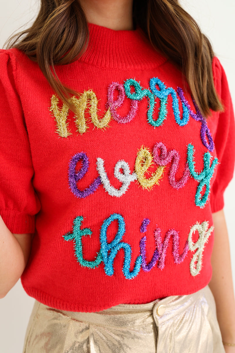 MERRY EVERYTHING PUFF SLEEVE SWEATER