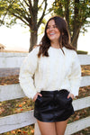 LACE RUFFLE KNIT TOP IN IVORY