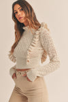 RUFFLE DETAILED BEADED KNIT TOP