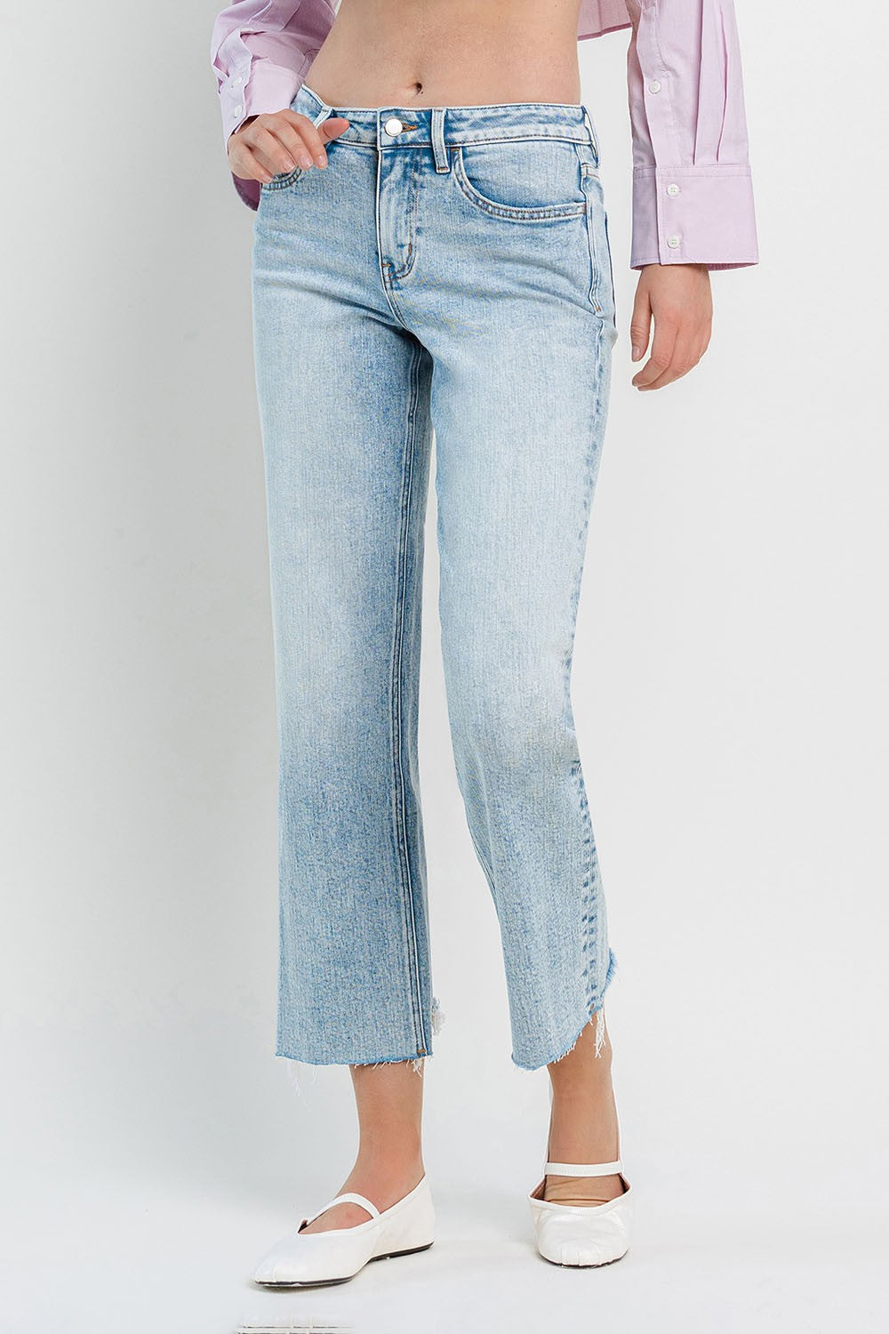 HIGH RISE SLIM WIDE JEANS