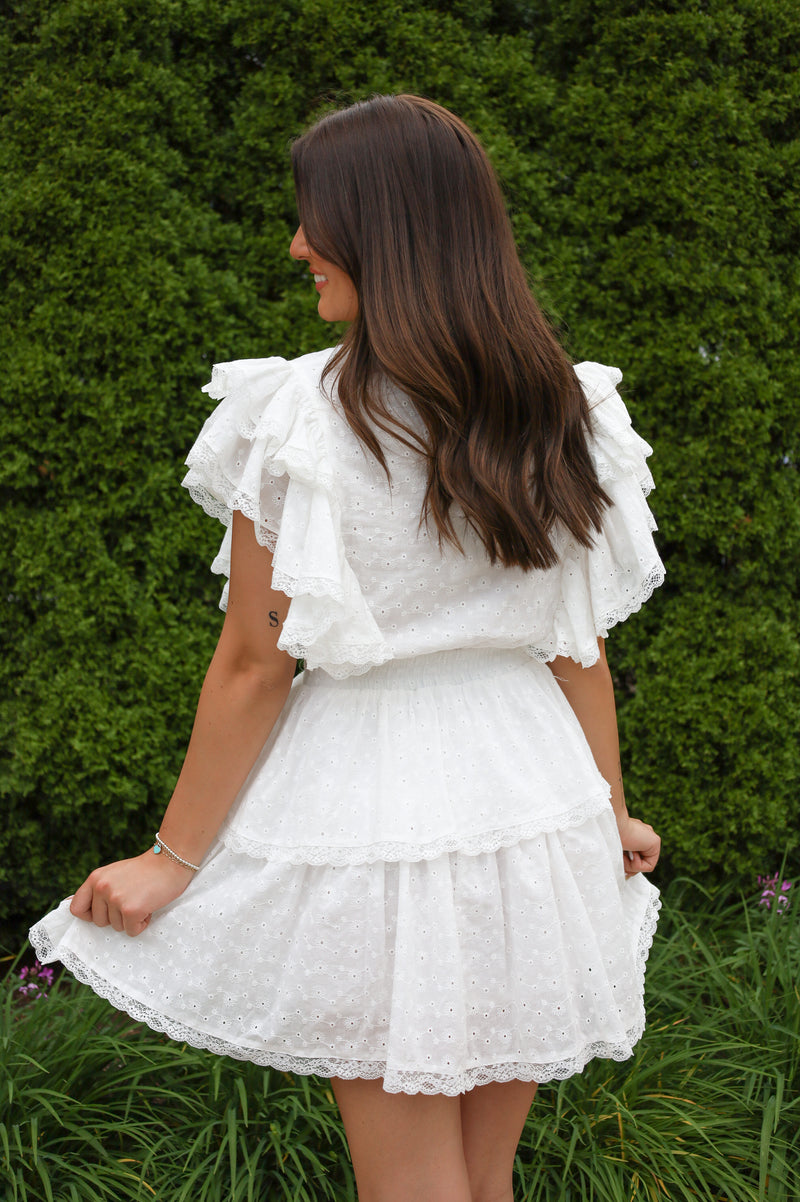 LACE EMBROIDERED TIERED DRESS
