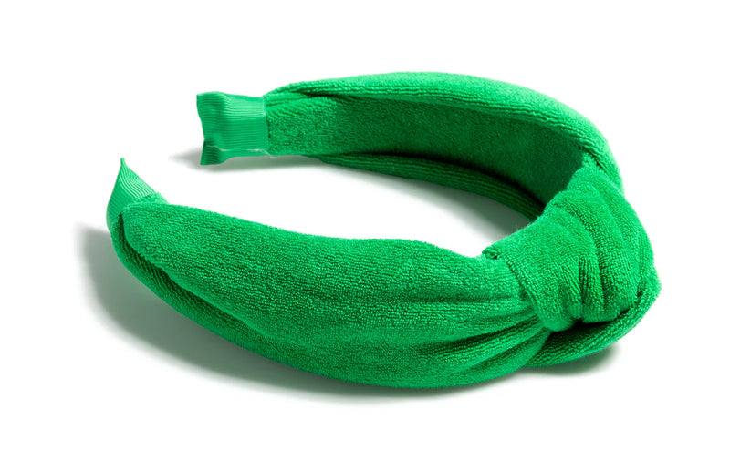 KNOTTED TERRY CLOTH HEADBAND IN GREEN