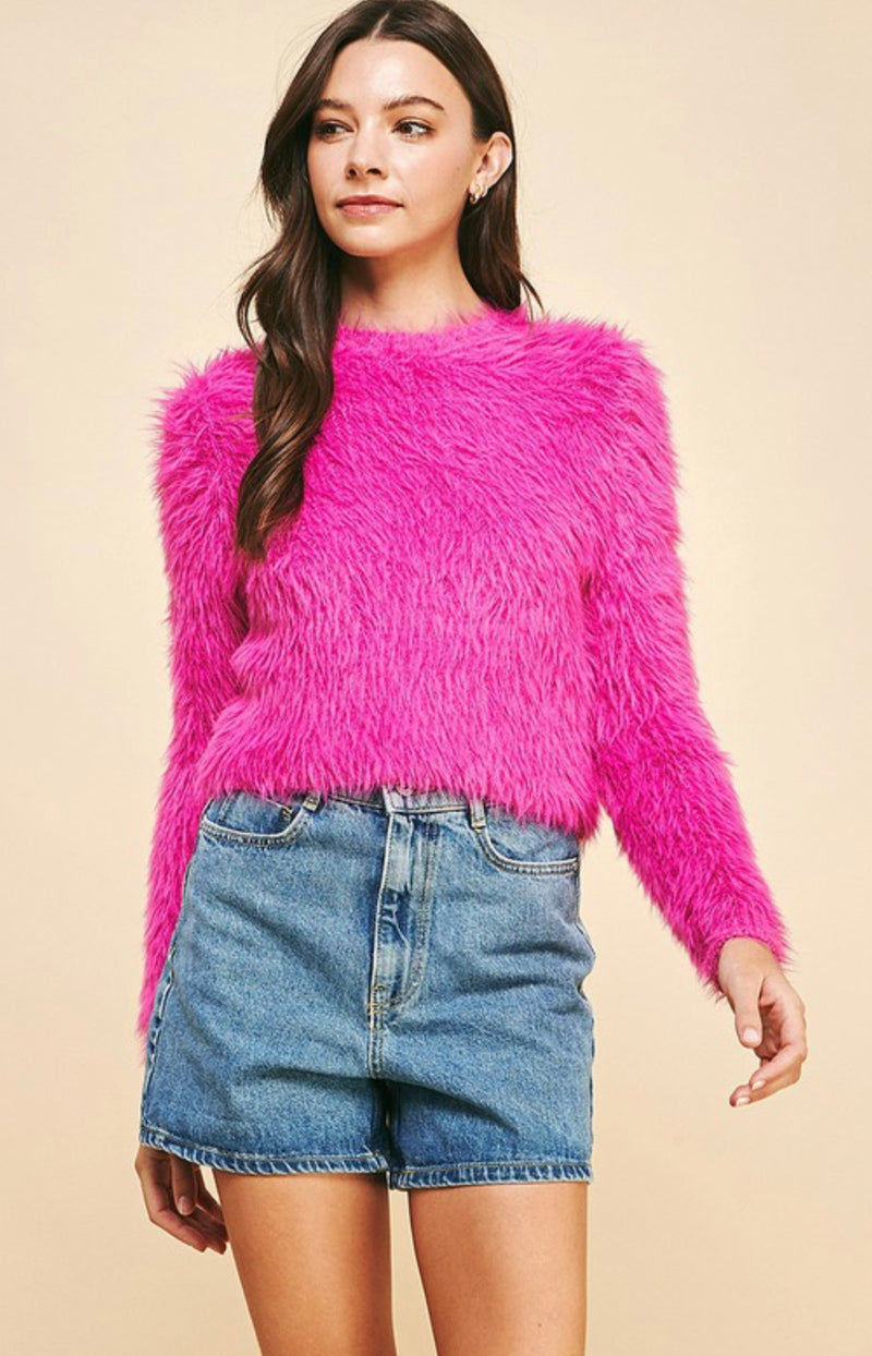 FUZZY SWEATER IN PINK