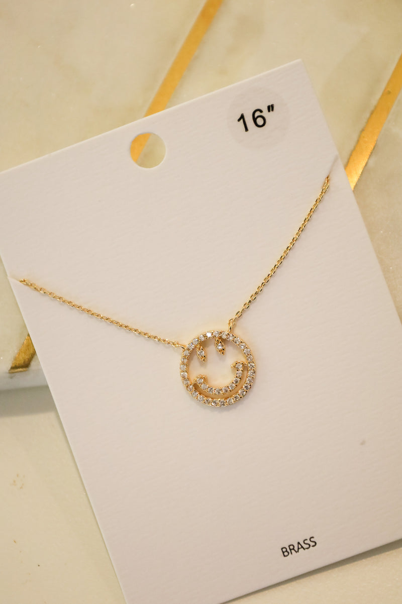 CRYSTAL SMILEY FACE NECKLACE