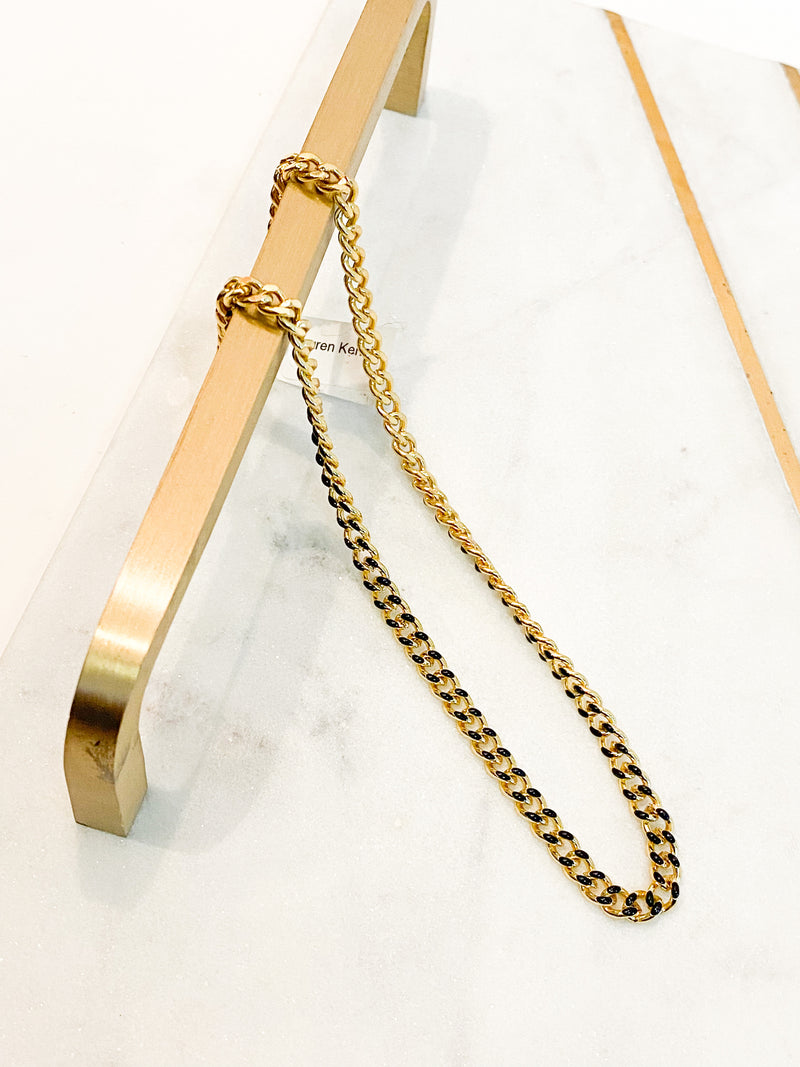 BLACK CHAIN | 24K GOLD PLATED