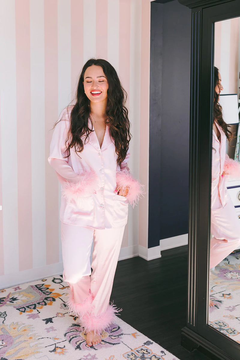 FEATHER PJ SET IN LIGHT PINK | BUDDY LOVE