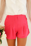 FRONT PLEATED HOT PINK SHORTS